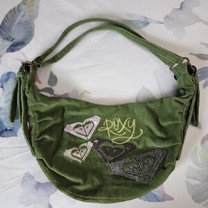 Vintage Y2K Roxy purse in green corduroy 🍀